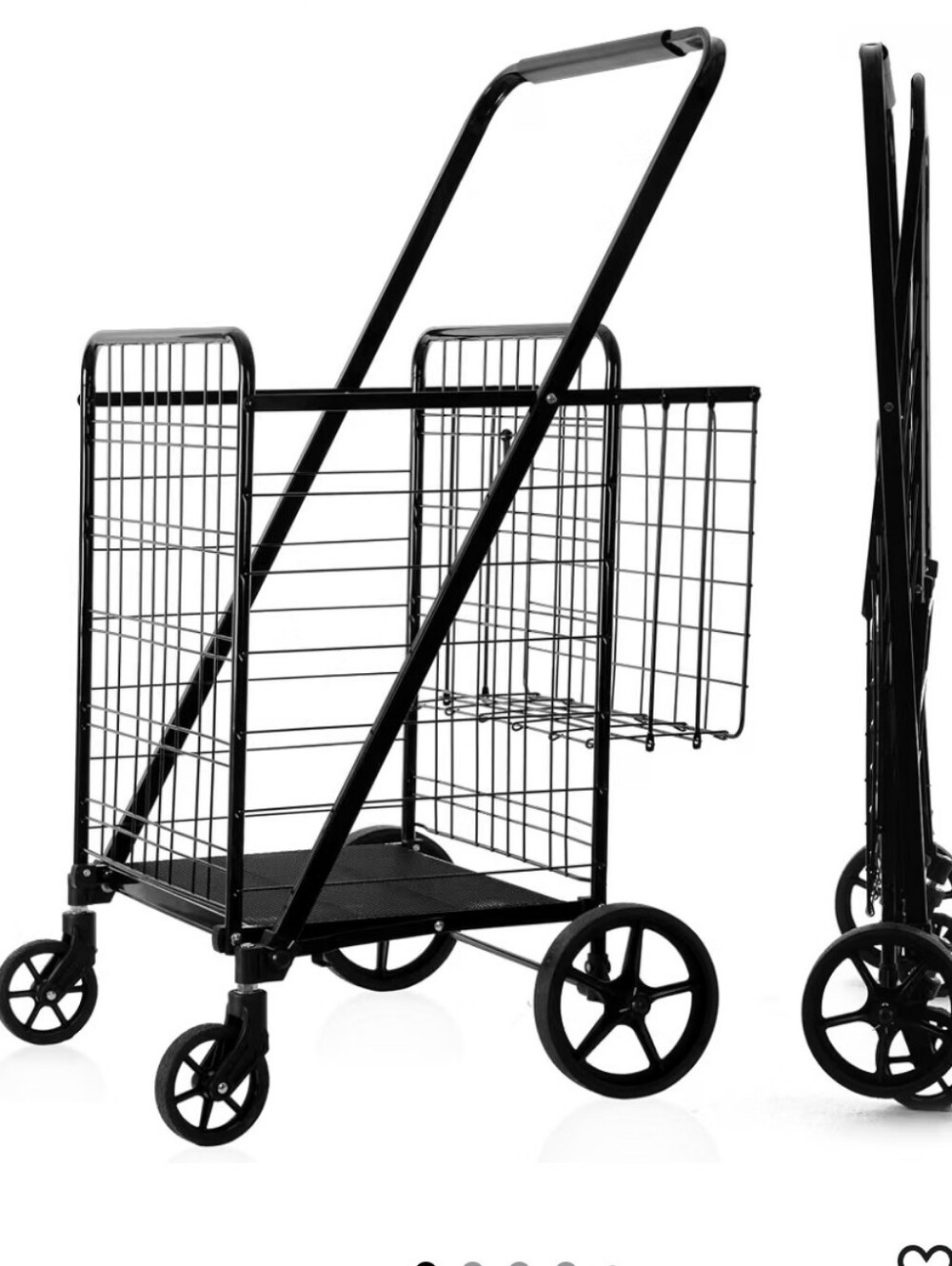 Folding Shopping Cart, 450 Lb Capacity Grocery Cart, Extra LargeHeavy Duty Uti